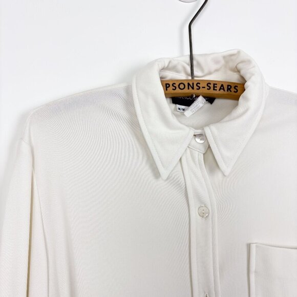 Franco Mirabelli Vintage Off White Button Up Blouse Medium Preppy - Picture 4 of 7